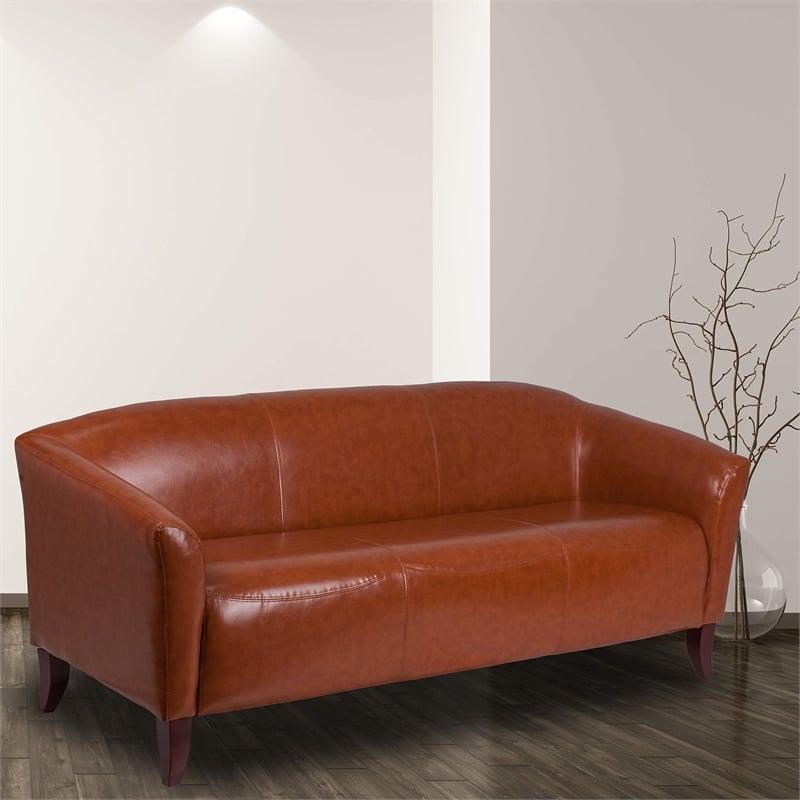 Flash Furniture Imperial Faux Leather Sofa in Cognac