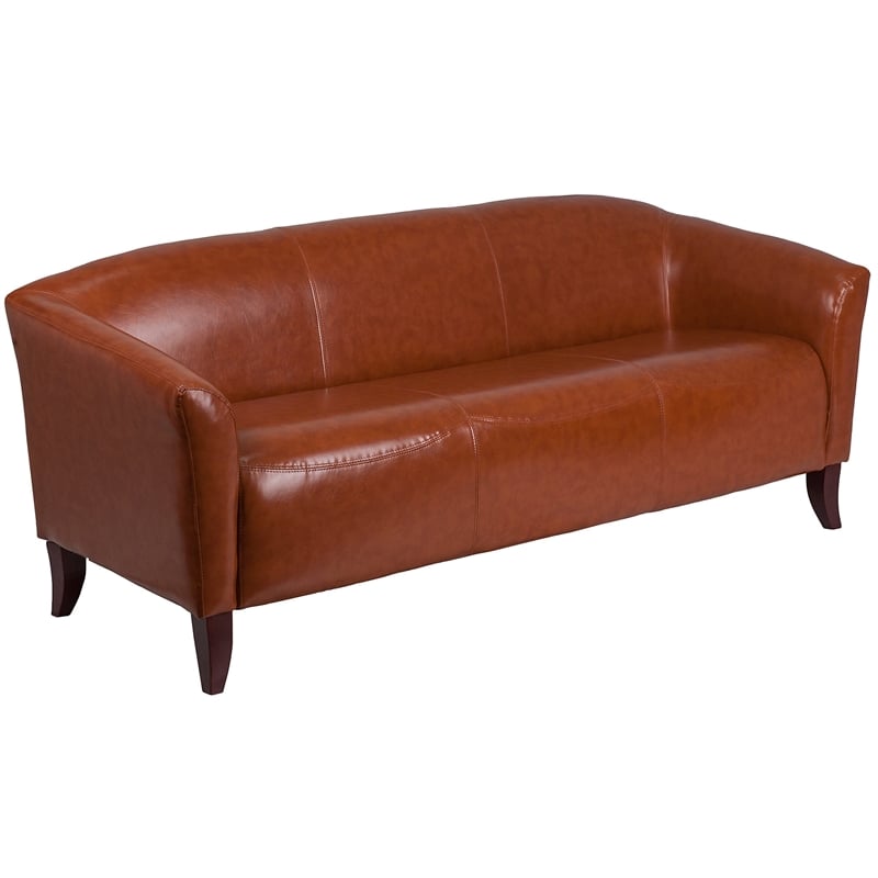 Flash Furniture Imperial Faux Leather Sofa in Cognac