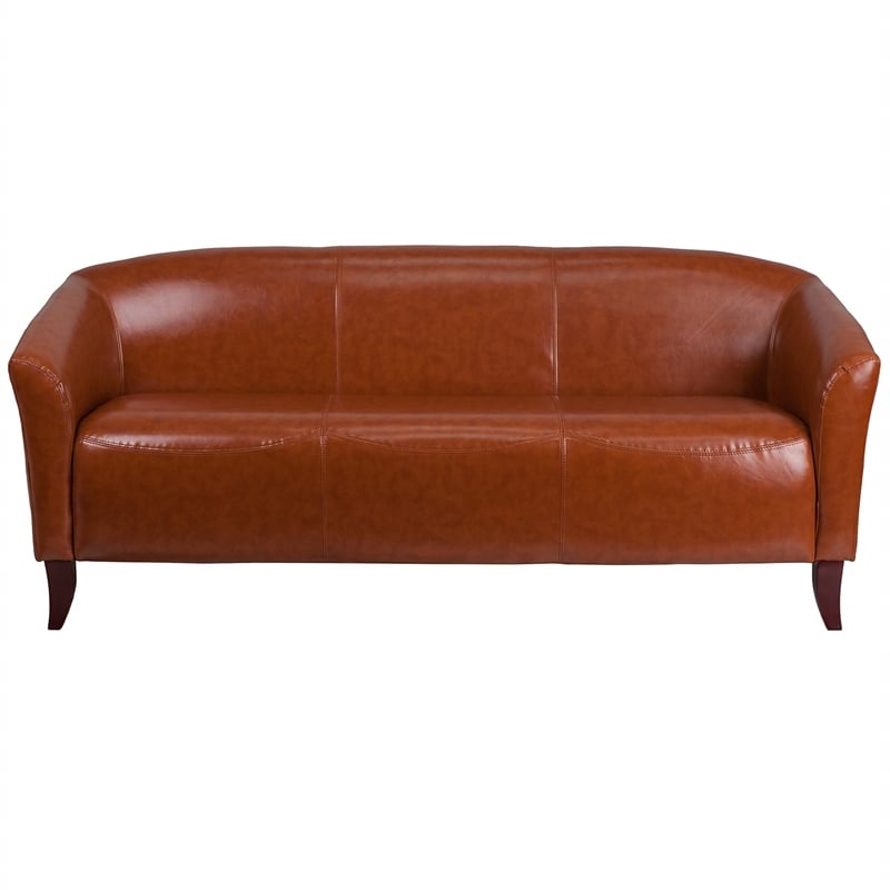 Flash Furniture Imperial Faux Leather Sofa in Cognac