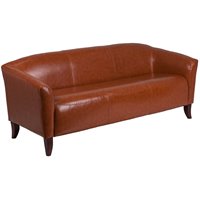 Stanton Leather Sofa With Tufted Seat And Back In Camel