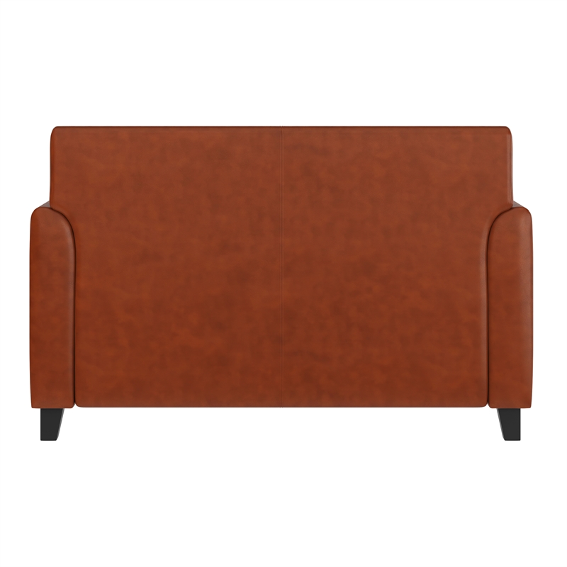 Flash Furniture Bonded Leather Loveseat In Brown Mahogany