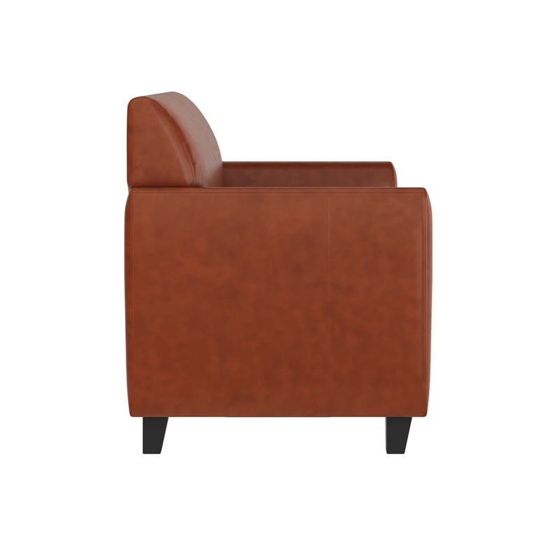 Flash Furniture Bonded Leather Loveseat In Brown Mahogany