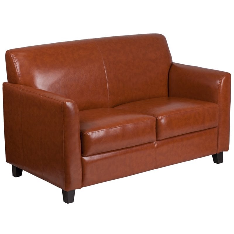 Flash Furniture Bonded Leather Loveseat In Brown Mahogany