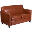Flash Furniture Bonded Leather Loveseat In Brown Mahogany