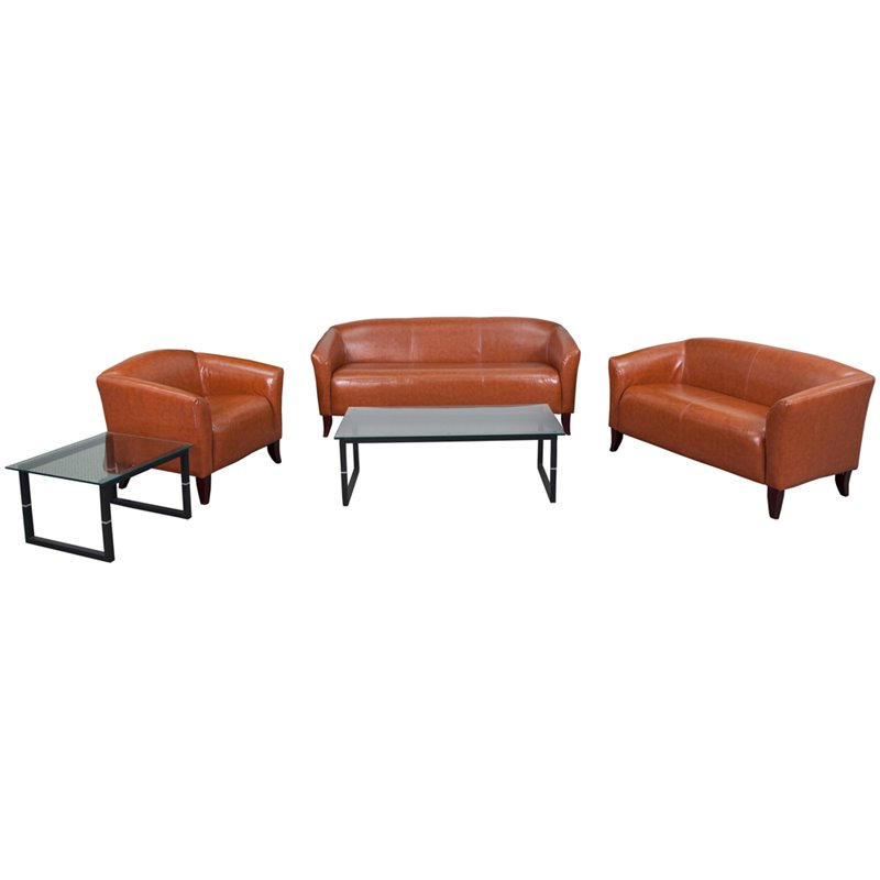 Flash Furniture Hercules Imperial Series Reception Sofa Set in Cognac