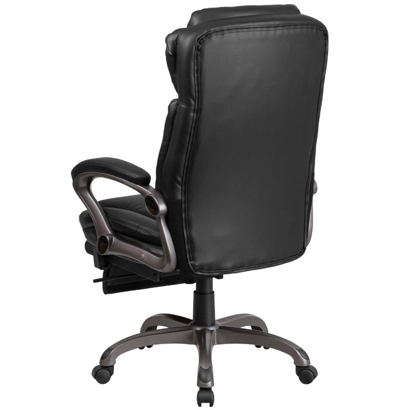 Flash Furniture Leather Reclining Office Chair in Black
