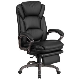 Flash Furniture Leather Reclining Office Chair in Black