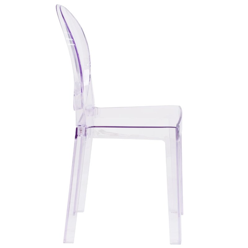 Flash Furniture Oval Back Ghost Chair in Transparent Crystal