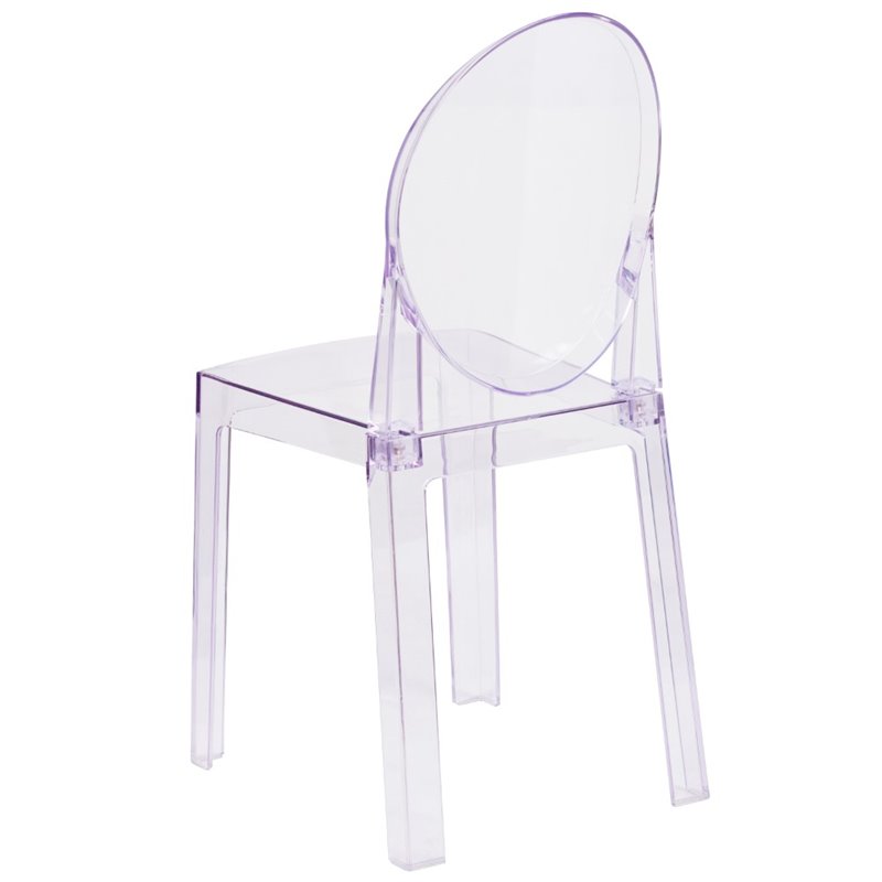 Flash Furniture Oval Back Ghost Chair in Transparent Crystal