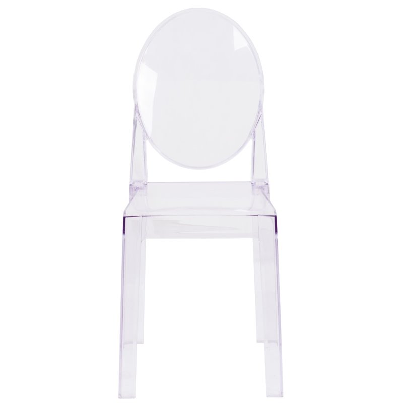 Flash Furniture Oval Back Ghost Chair in Transparent Crystal