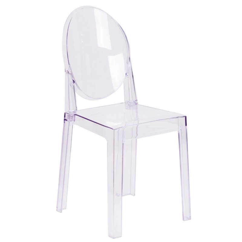 Flash Furniture Oval Back Ghost Chair in Transparent Crystal
