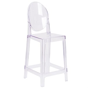 Flash Furniture 25&quot Oval Back Ghost Counter Stool in Transparent Crystal