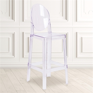 Flash Furniture 30&quot Oval Back Ghost Bar Stool in Transparent Crystal