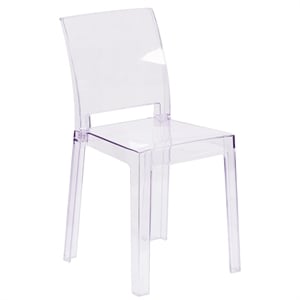 Flash Furniture Square Back Ghost Chair in Transparent Crystal