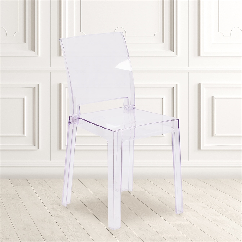 Flash Furniture Square Back Ghost Chair in Transparent Crystal