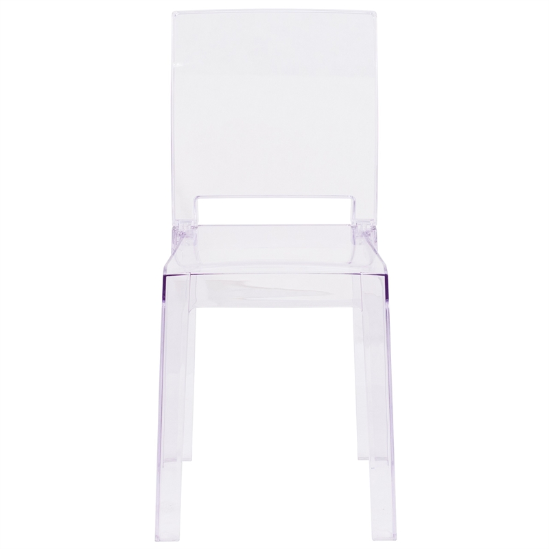 Flash Furniture Square Back Ghost Chair in Transparent Crystal