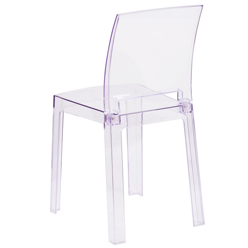 Flash Furniture Square Back Ghost Chair in Transparent Crystal