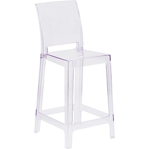 Flash Furniture 25&quot Square Back Ghost Counter Stool in Transparent Crystal
