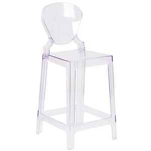 Flash Furniture 25&quot Tear Back Ghost Counter Stool in Transparent Crystal