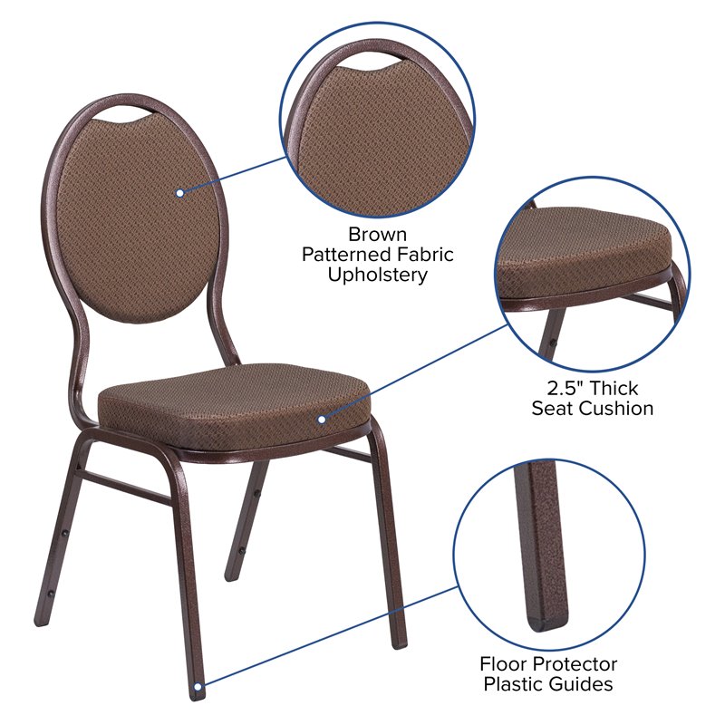 Flash Furniture Fabric Banquet Stacking Chair in Brown Patterned Fabric
