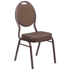 flash furniture fabric banquet stacking chair in brown patterned fabric