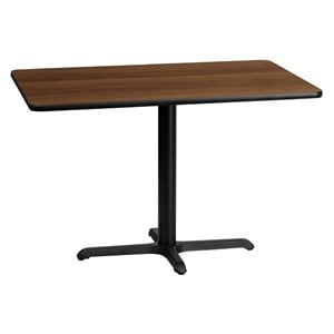 flash furniture contemporary laminate top x-base restaurant dining table in walnut and black