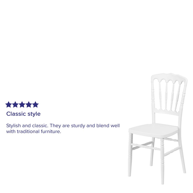 Flash Furniture Napoleon Resin Stackable Accent Chair in White