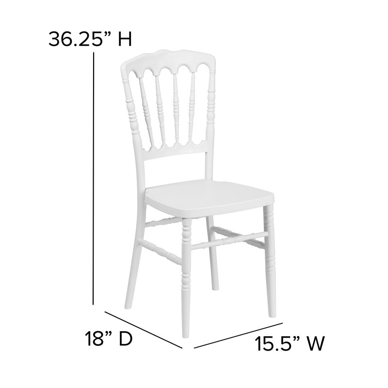 Flash Furniture Napoleon Resin Stackable Accent Chair in White