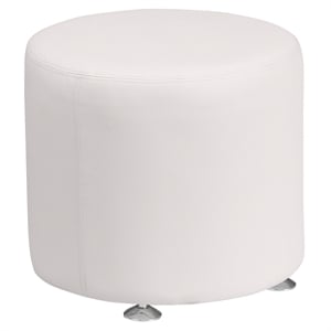 Flash Furniture Leather 18&quot Round Ottoman in White