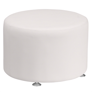 Flash Furniture Leather 24&quot Round Ottoman in White