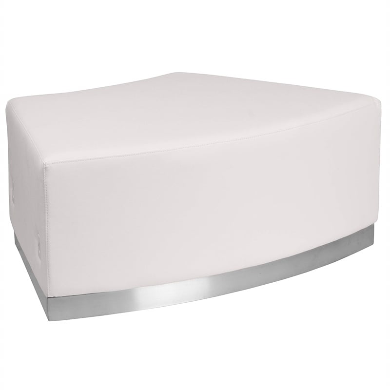 Flash Furniture Hercules Alon Leather Convex Backless Chair in Melrose White