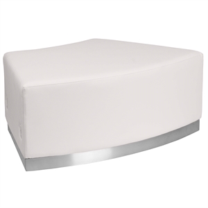 Flash Furniture Hercules Alon Leather Convex Backless Chair in Melrose White