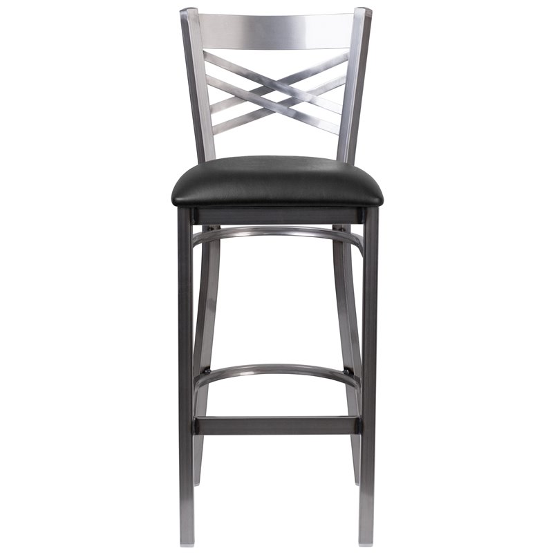 Flash Furniture X Back Metal Barstool - Black Vinyl Seat