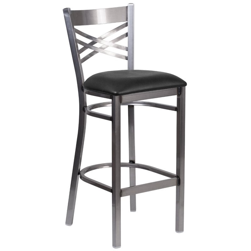 Flash Furniture X Back Metal Barstool - Black Vinyl Seat