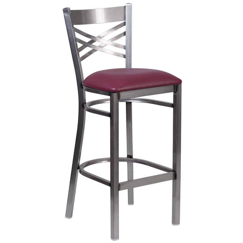 Flash Furniture X Back Metal Barstool - Burgundy Vinyl Seat