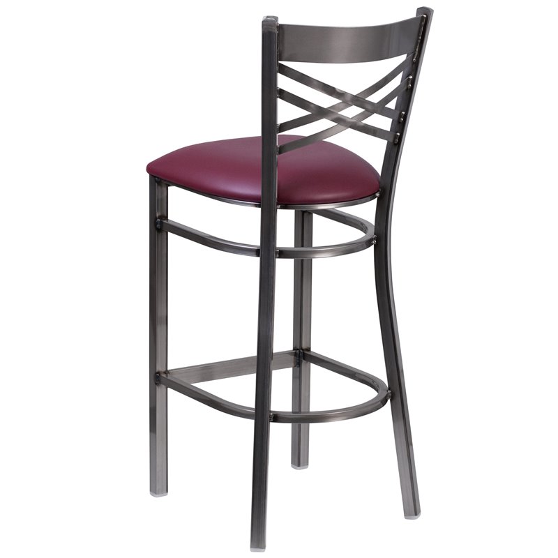Flash Furniture X Back Metal Barstool - Burgundy Vinyl Seat