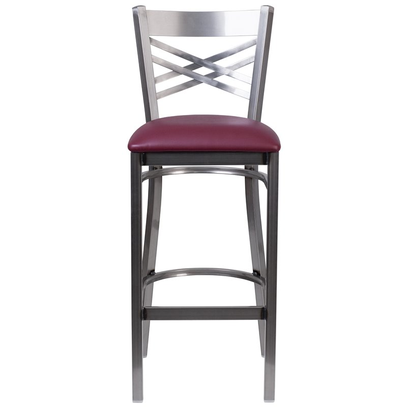 Flash Furniture X Back Metal Barstool - Burgundy Vinyl Seat