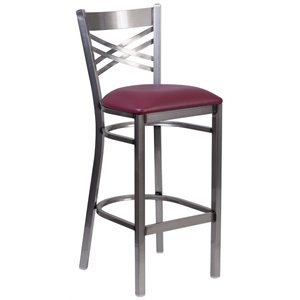 Flash Furniture X Back Metal Barstool - Burgundy Vinyl Seat