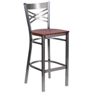 Flash Furniture X Back Metal Barstool - Cherry Wood Seat