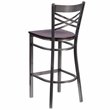 Flash Furniture X Back Metal Barstool - Mahogany Wood Seat