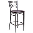 Flash Furniture X Back Metal Barstool - Mahogany Wood Seat