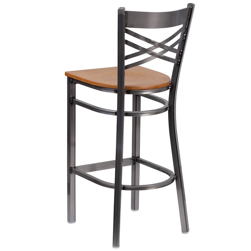Flash Furniture X Back Metal Barstool - Natural Wood Seat