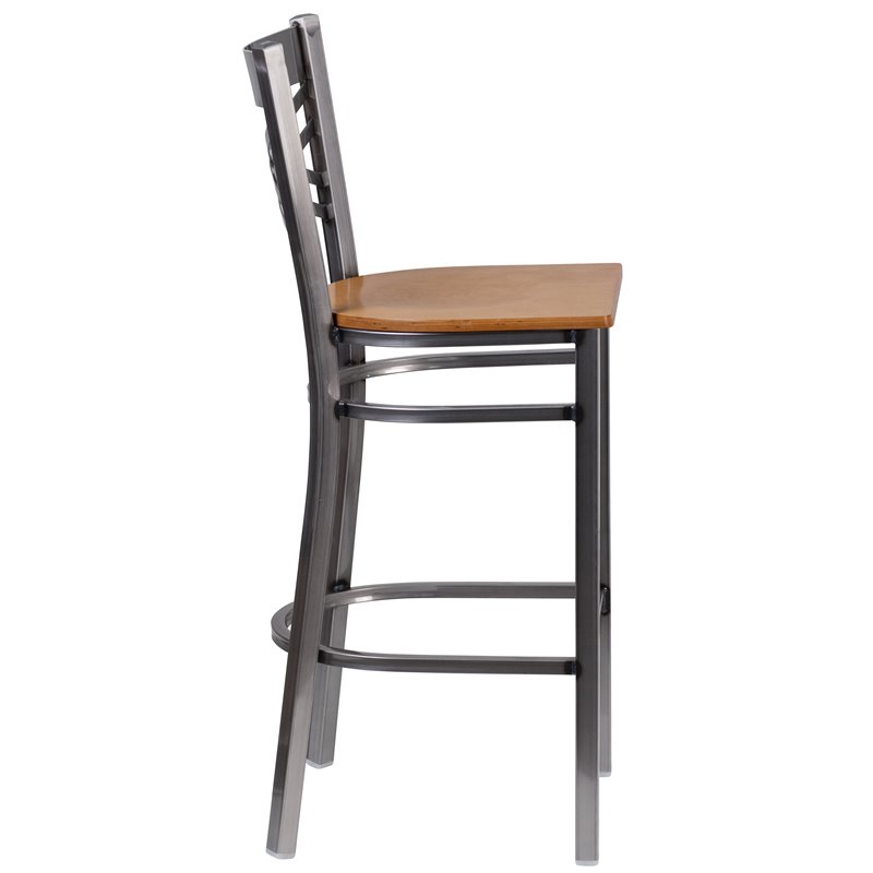 Flash Furniture X Back Metal Barstool - Natural Wood Seat