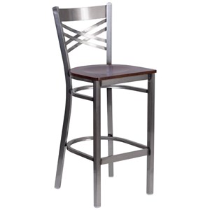 Flash Furniture X Back Metal Barstool - Walnut Wood Seat