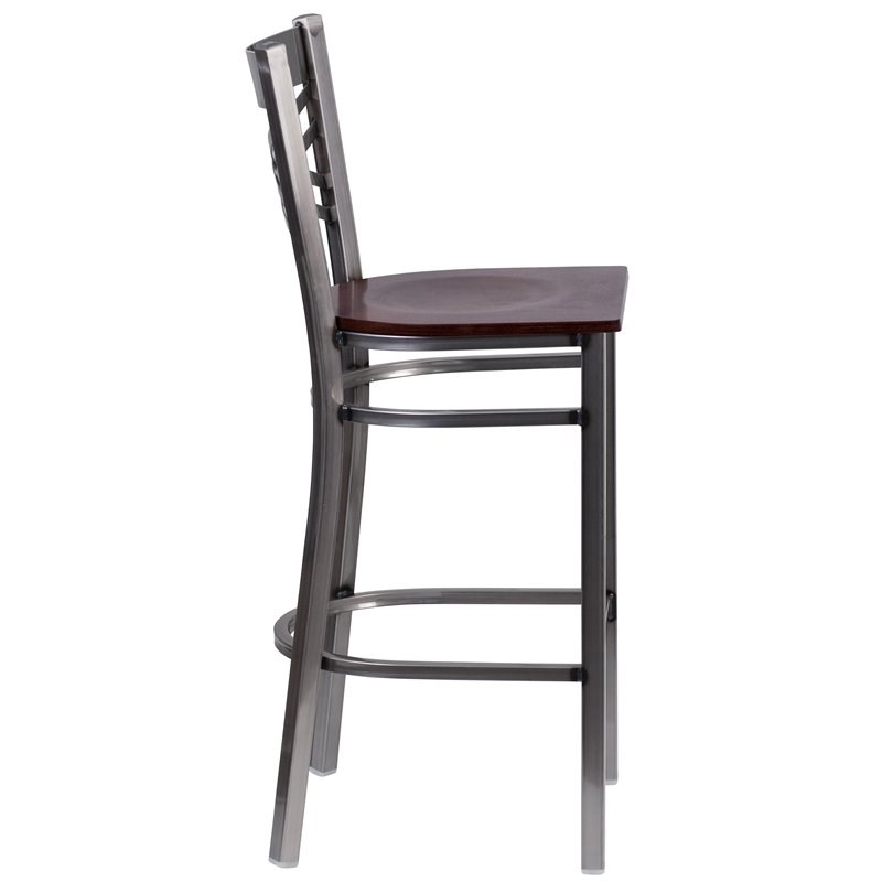 Flash Furniture X Back Metal Barstool - Walnut Wood Seat