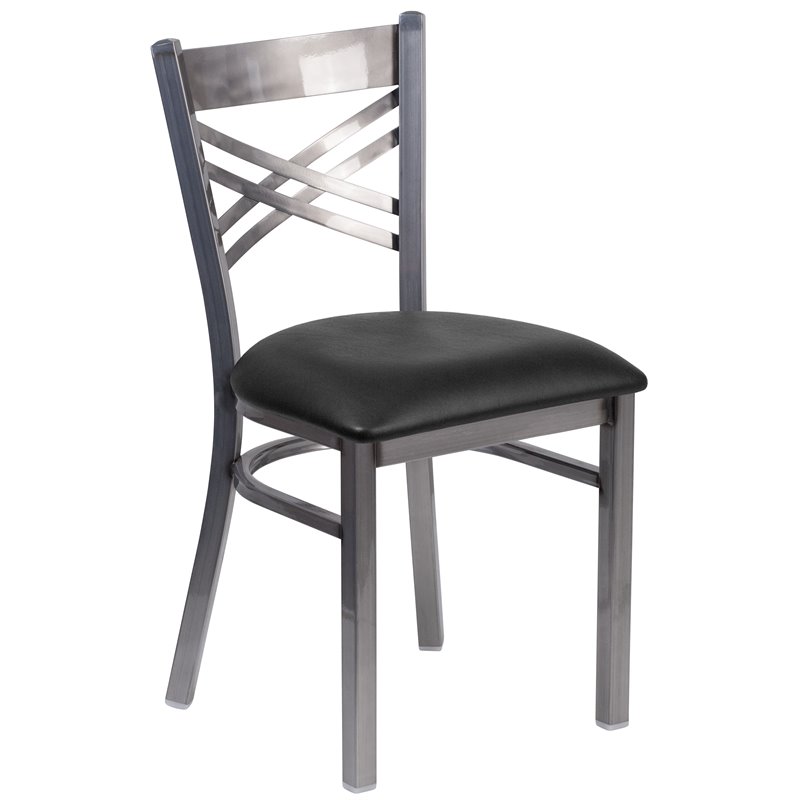 Flash Furniture X Back Metal Chair - Black Vinyl Seat
