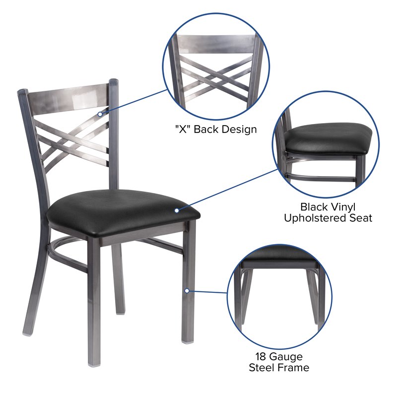 Flash Furniture X Back Metal Chair - Black Vinyl Seat