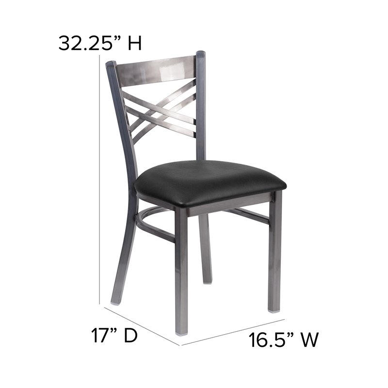 Flash Furniture X Back Metal Chair - Black Vinyl Seat