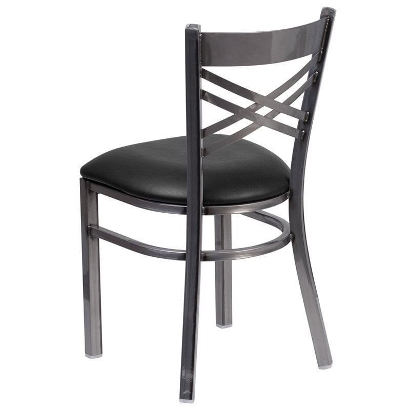 Flash Furniture X Back Metal Chair - Black Vinyl Seat