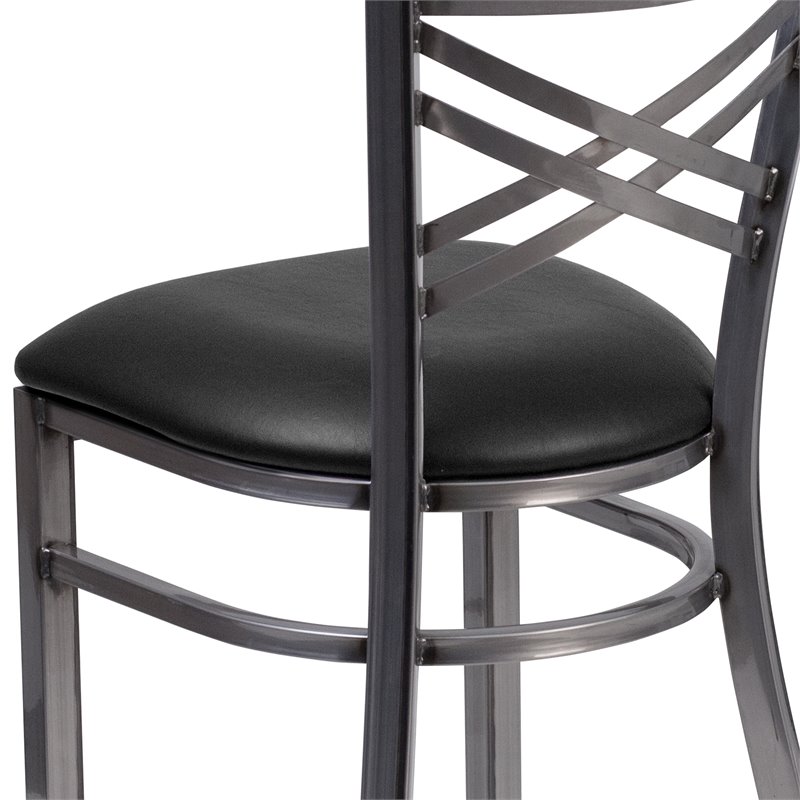 Flash Furniture X Back Metal Chair - Black Vinyl Seat